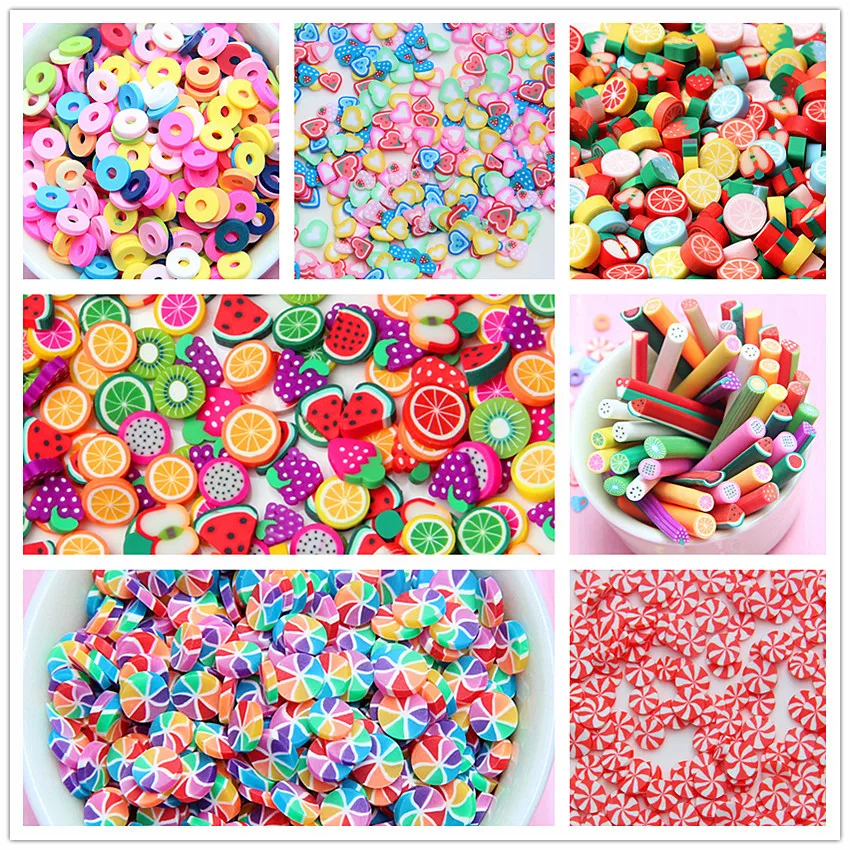

10g/lot Slime Charms FImo Fruit Slice Slime Accessories Beads Making Supplies With Drawstring Pouch For DIY Crafts Scrapbooki