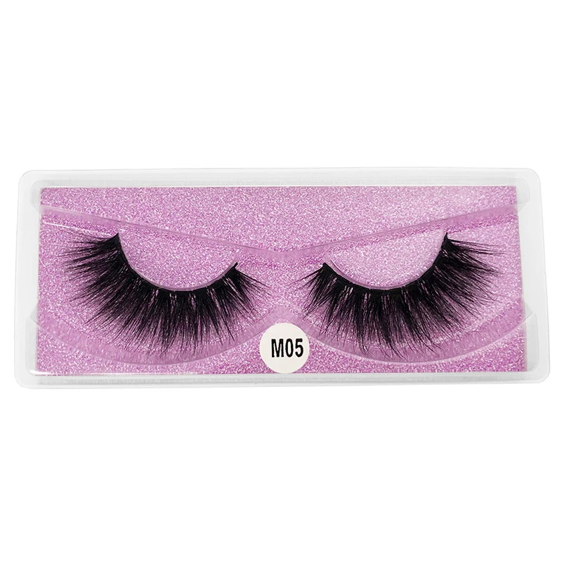 3D Faux Mink False Eyelashes Bulk Natural 20/50/100Pcs Mink Lashes Packaging Box Wholesale lashes Case Purple Bottom