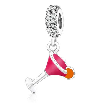 

Fit Pandora Bracelets Authentic 100% 925 Sterling Silver Bead Charm Mini Wine Glass Pendant for Women DIY Bangle Jewelry Making