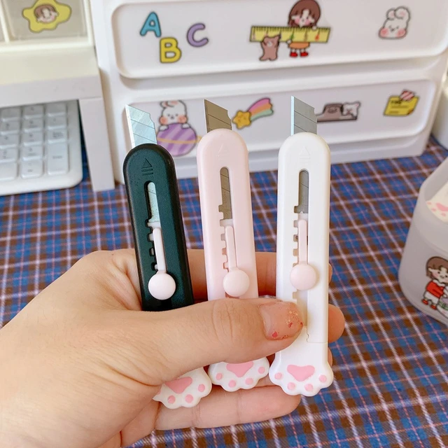 Cute Retractable Box Cutters pink Mini Art Cutter Utility Knife for DIY  Crafts Office School Stationery - AliExpress