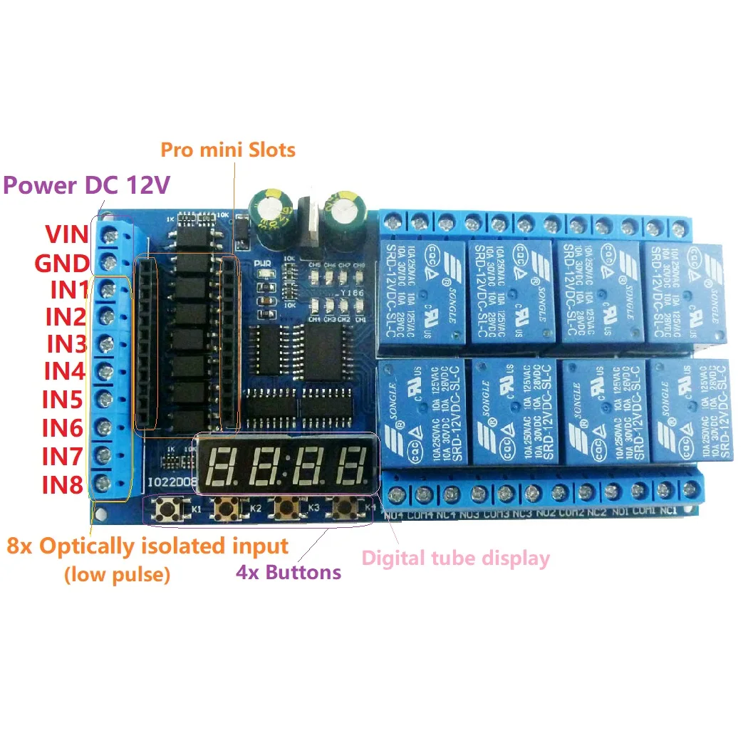 12 в пост. Тока 8 каналов Pro mini ПЛК плата Релейный Щит модуль для Arduino