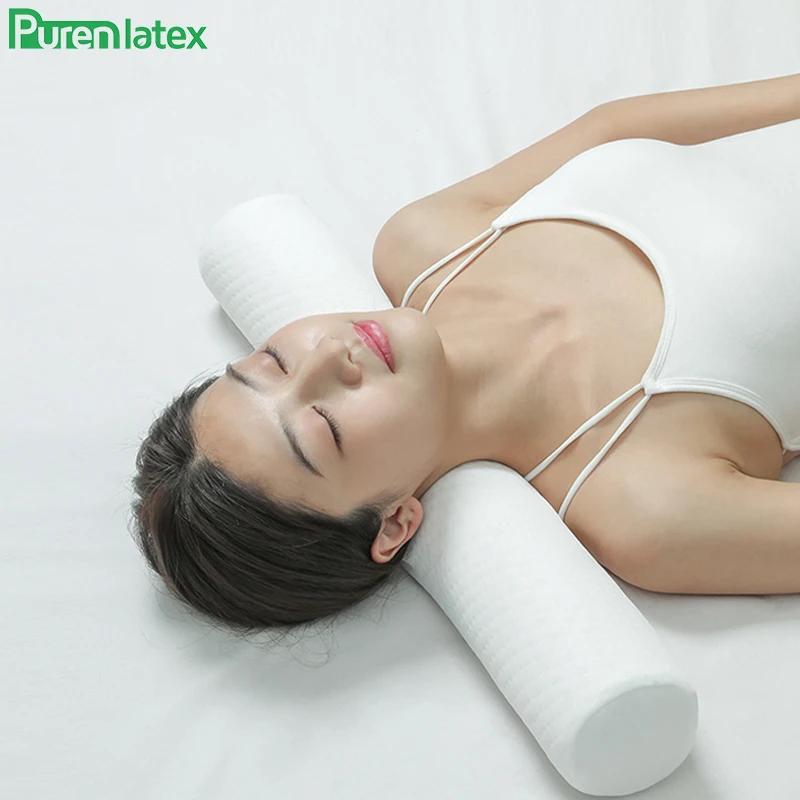 

PurenLatex Natural Latex Cylindrical Pillow Neck Cervical Spine Support Long Pillow Protect Lumbar Waist Bolster for Sleeping