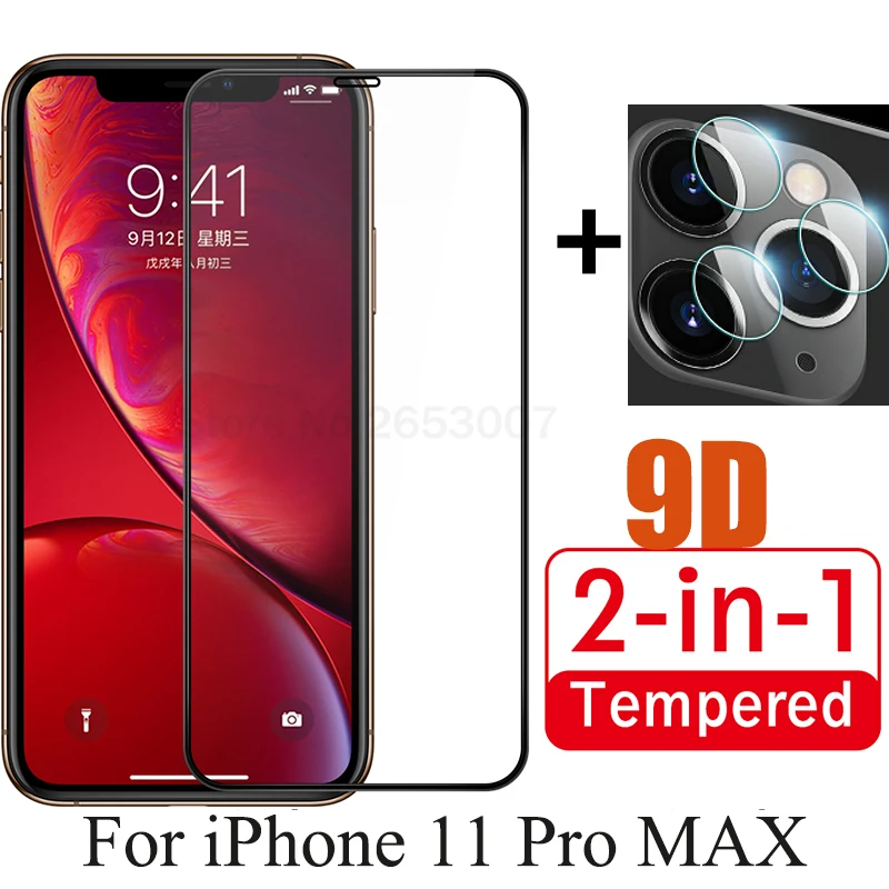 

2-in-1 All 9D Camera Lens Glass For iPhone 11 Pro Max 7 8 Plus Tempered Glass For iPhone 11 Pro MAX 8 7 XS XR X Cover Case Glass