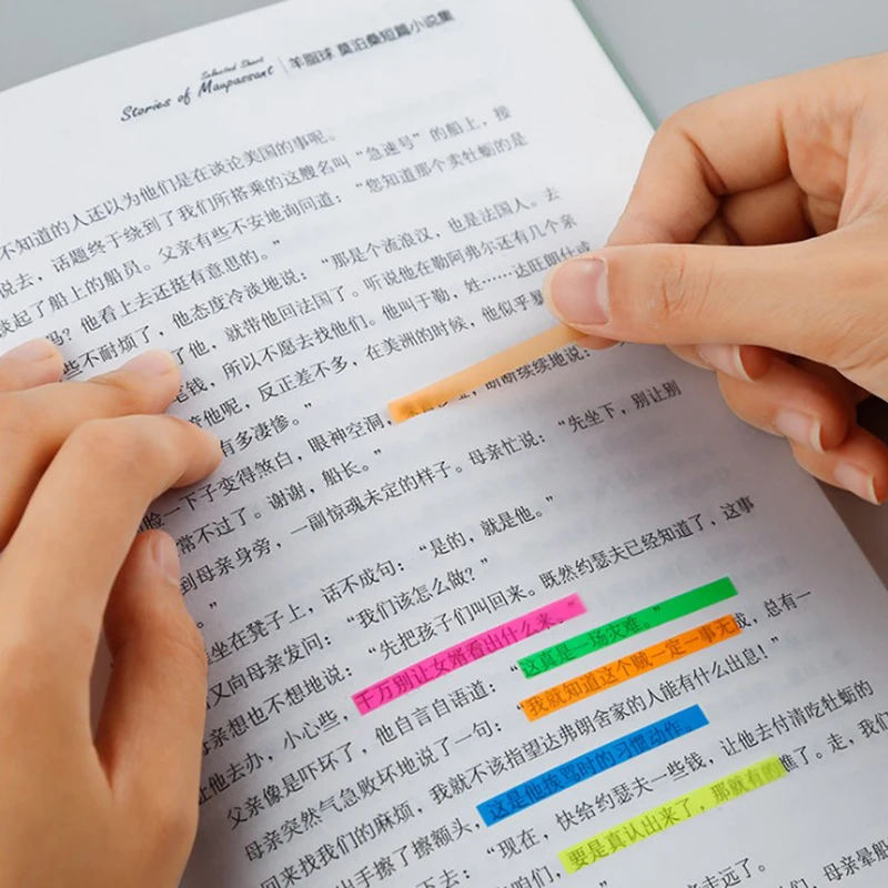 160/300Pcs Color Stickers Transparent Fluorescent Index Tabs Flags Sticky Note Stationery Children Gifts School Office Supplies