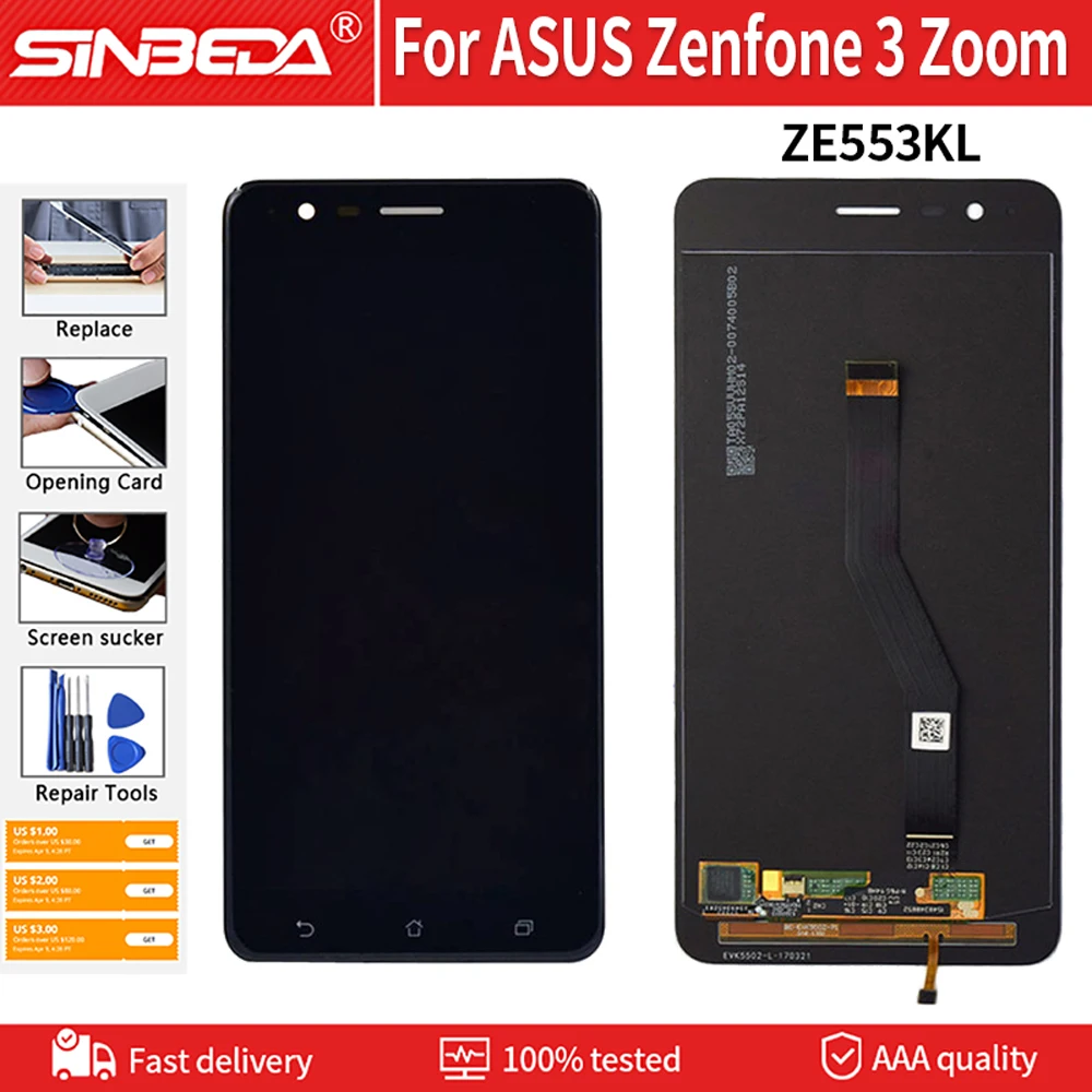 5.5" Super AMOLED Display For ASUS Zenfone 3 Zoom ZE553KL Display Touch ...