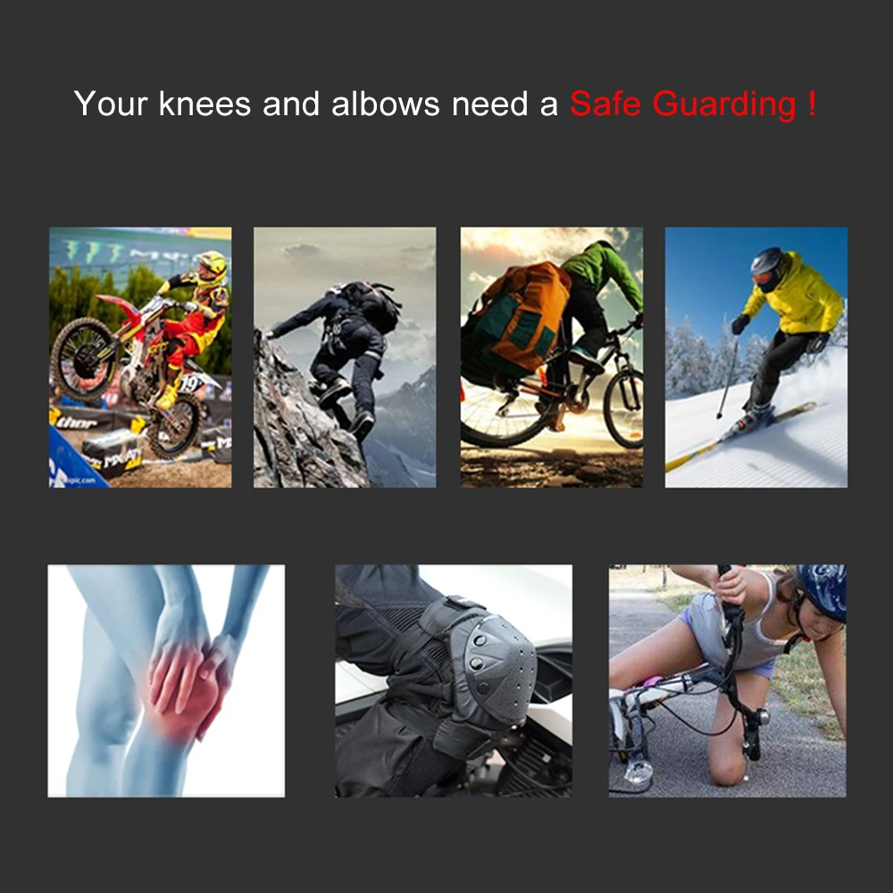4PCS Cycling Knee Brace and Elbow Guards Bicycle MTB Bike Motorcycle Riding Soft EVA Padding Tough PE Capsid Riding Protection