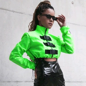 

Fashion Women Autumn Winter Crop Top Long Sleeve harajuku Coats and Jackets Loose Hip Hop Party Club Streetwear