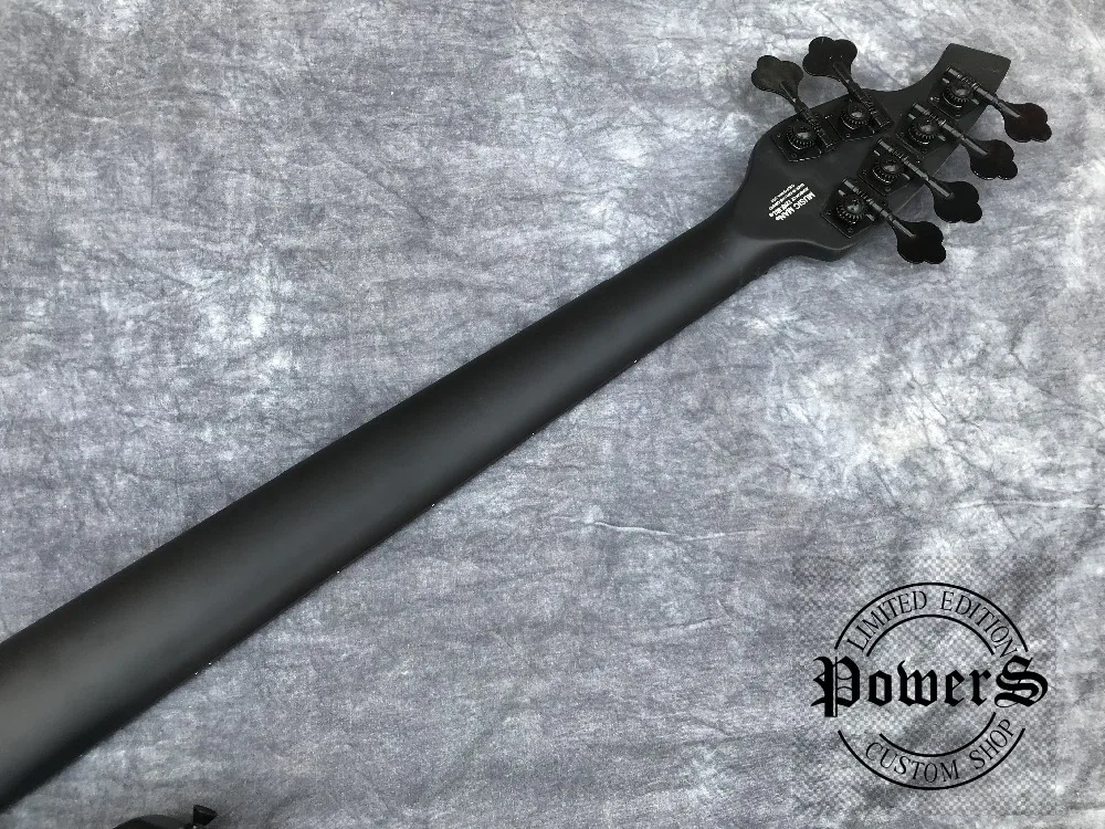 Китай OEM электрическая бас гитара M Bongo металл черный цвет 5 струн HH активные звукосниматели активная Электроника
