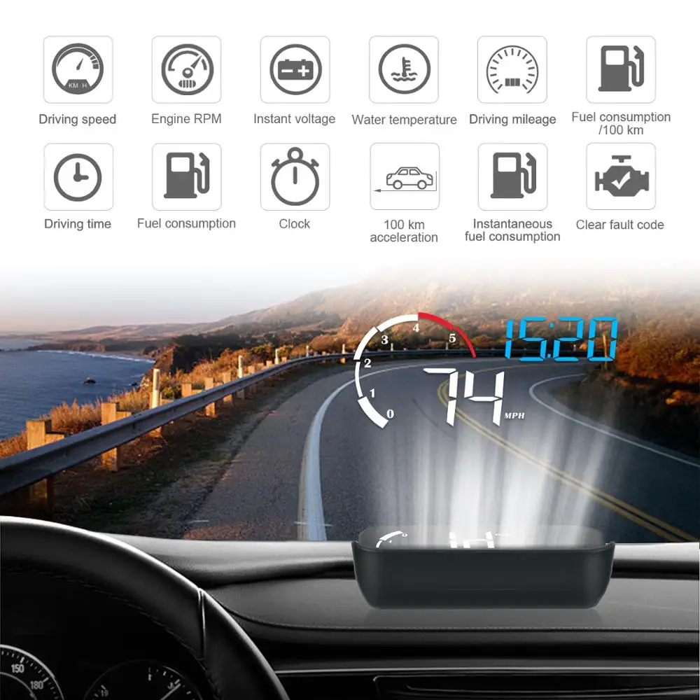 GEYIREN 5,5 ''OBDII Автомобильный HUD OBD2 порт дисплей на лобовое стекло M10 Спидометр проектор Авто hud Дисплей на лобовое стекло a100 hud