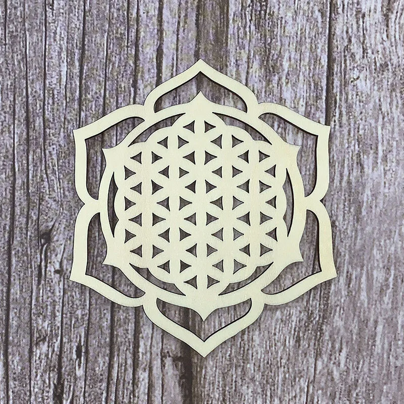 Flower Of Life Wooden Coaster Crystal Grids Drink Holder Wood Gift Water Harmoniser Spiritual Wooden Beverage Beer mat wooden coaster