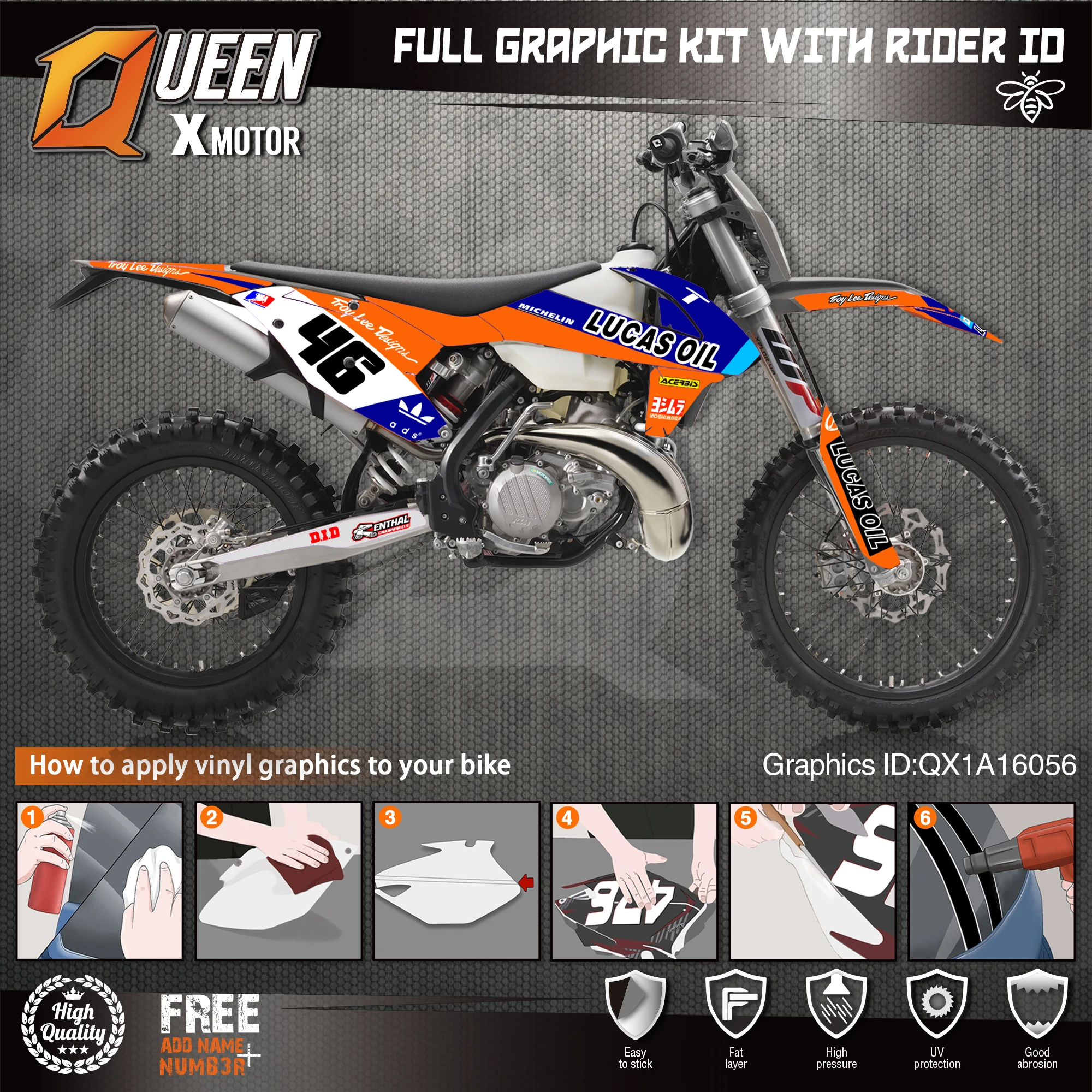 Графические наклейки QUEEN X MOTOR Custom Team Набор наклеек 3M для KTM 2016 2017 2018 SX SXF 2019 EXC XC W