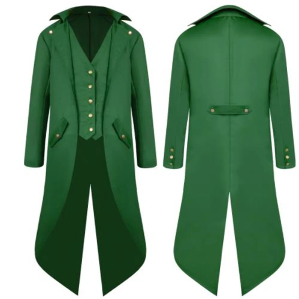 Mens Steampunk Gothic Jacket Victorian Tailcoat Vintage Halloween Costume Tuxedo Man Coat Uniform S-4xl Black Red Purple Green steampunk jacket