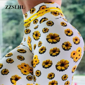 

Women's large size 3D chrysanthemum Print Leggings with high waist, hip lifting and skinny Leggings large size sports pants
