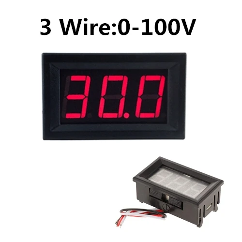 Red-3-0-100V 3 провода 0,5" светодиодный цифровой вольтметр измеритель напряжения автомобиля мотоцикла Вольт тестер детектор DC 12 В емкость монитор красный зеленый синий - Цвет: Red-3-0-100V