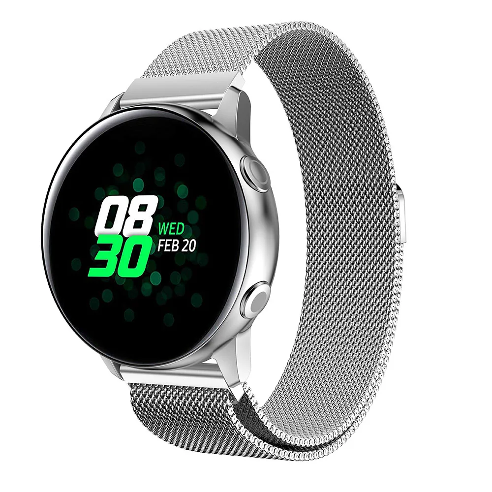 Ремешок из нержавеющей стали для samsung Galaxy Watch Active 2 40 мм 44 мм ремешок Миланский Браслет на петле 20 мм браслет для активных 2 полос