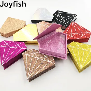 

Wholesale Glitter Diamond False Eyelashes Packaging Box 8-25mm Fake 3D Mink Lashes Case and Tray Empty Gift Lash Box Package