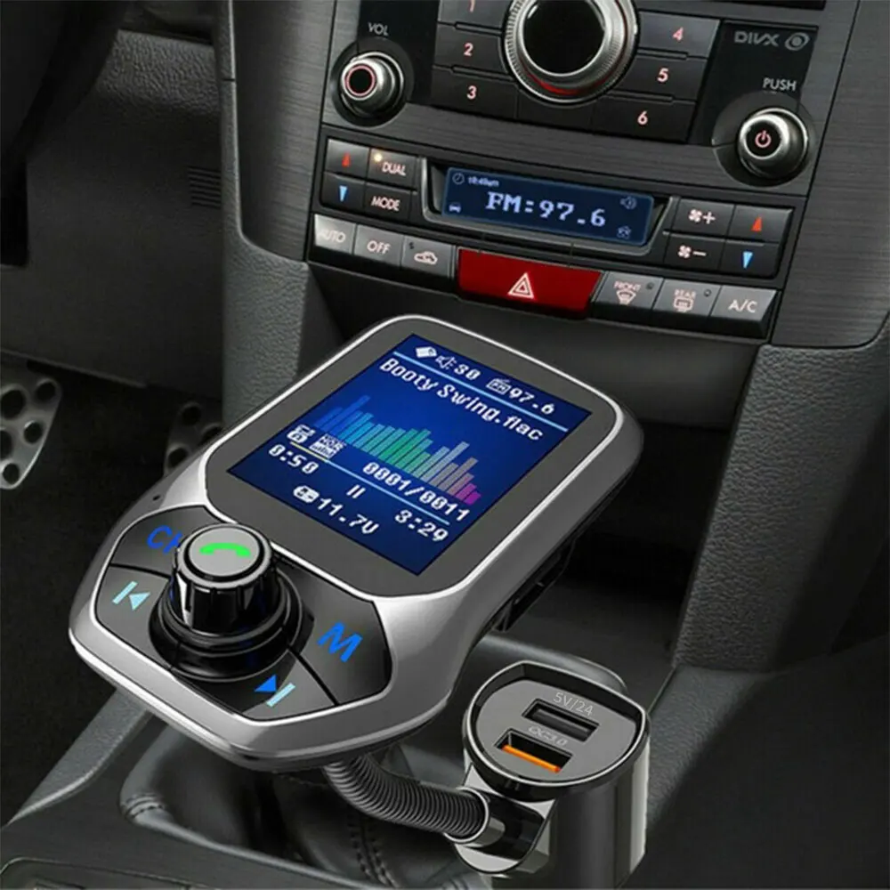 Автомобильный Bluetooth громкой связи цветной экран автомобильное зарядное устройство адаптер зарядное устройство беспроводной автомобильный Bluetooth fm-передатчик MP3 радио адаптер