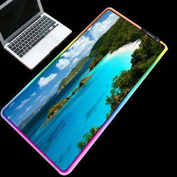 

Yuzuoan Large Game Mouse Pad Beach Coconut RGB Rubber Non-slip Thickening One Piece of Comfortable Desktop matLED Color Lighting