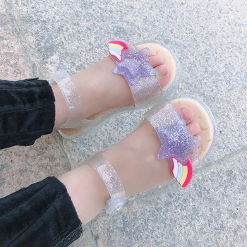 

Girl Sandals 2020 New Fashion Little Girl Princess Shoes Open Toe Primary School Summer Children's Crystal Shoe Bright Shiny LED