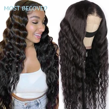 Loose Deep Wave Wig 13x4 Frontal Lace Front Human Hair Wigs For Women Transparent Lace Wigs  Peruvian Remy Curly Human Hair Wig