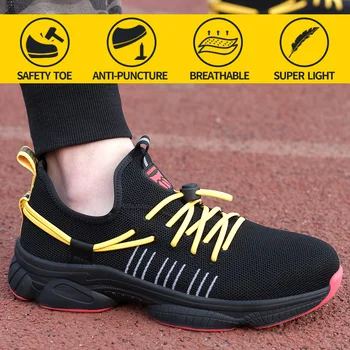 

Working Shoes Men Steel Toe Anti-Smashing Puncture Proof Soft Light Breathable Comfortable Indestructible Steel Toe Shoes