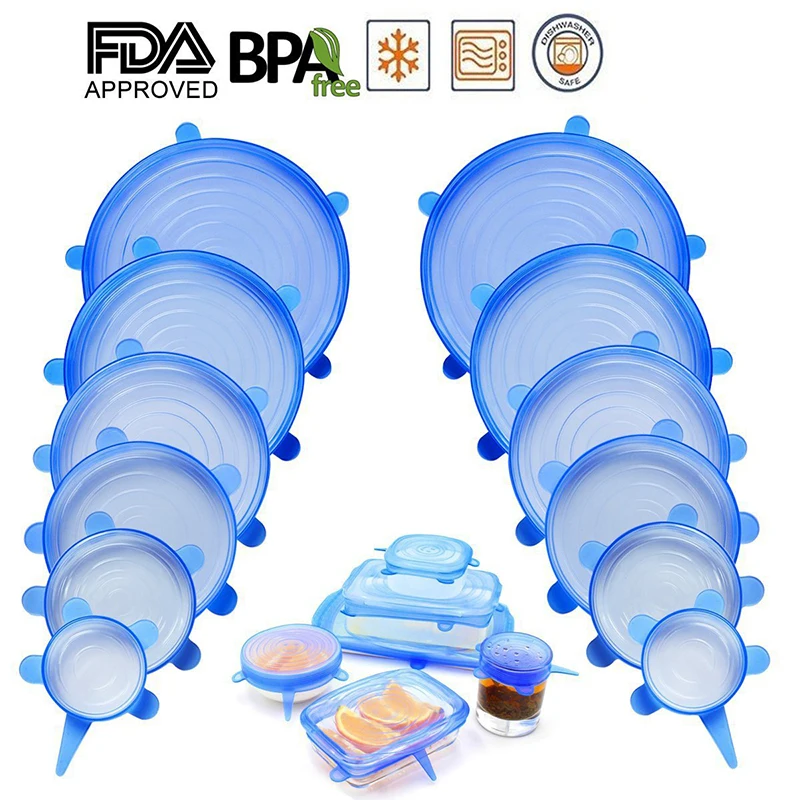 ВАНДЕРЛАЙФ 6 силиконовые многоразовые крышки герметичная пищевая упаковочная