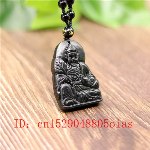 Природный черный зеленый нефрит Будда ожерелье из бисера очаровательные