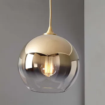 

Nordic living room ball modern simple bedroom bedside bar dining room light luxury color gradient Glass Chandelier