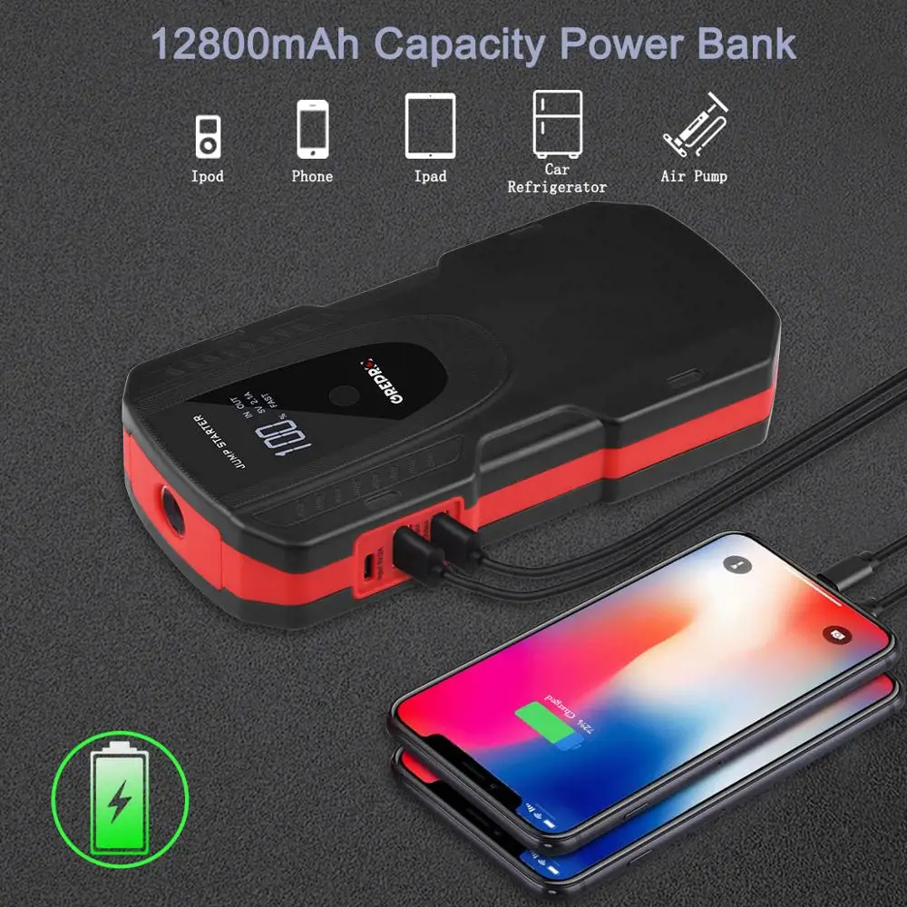 13800 mAh автомобильный стартер 600A 12 V аварийный аккумулятор автомобиля Внешняя