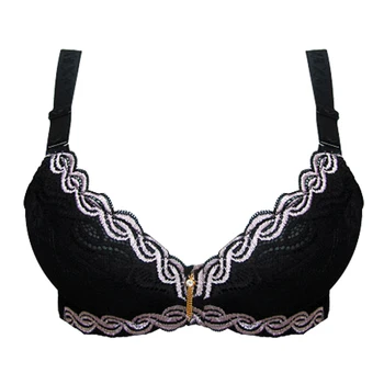 

Female Underwear Small Breast Push Up Bra Minimizer Deep Vs 5Cm Thick Padded Brassiere Lace Bras Women'S Push Up Bra-Black 80A