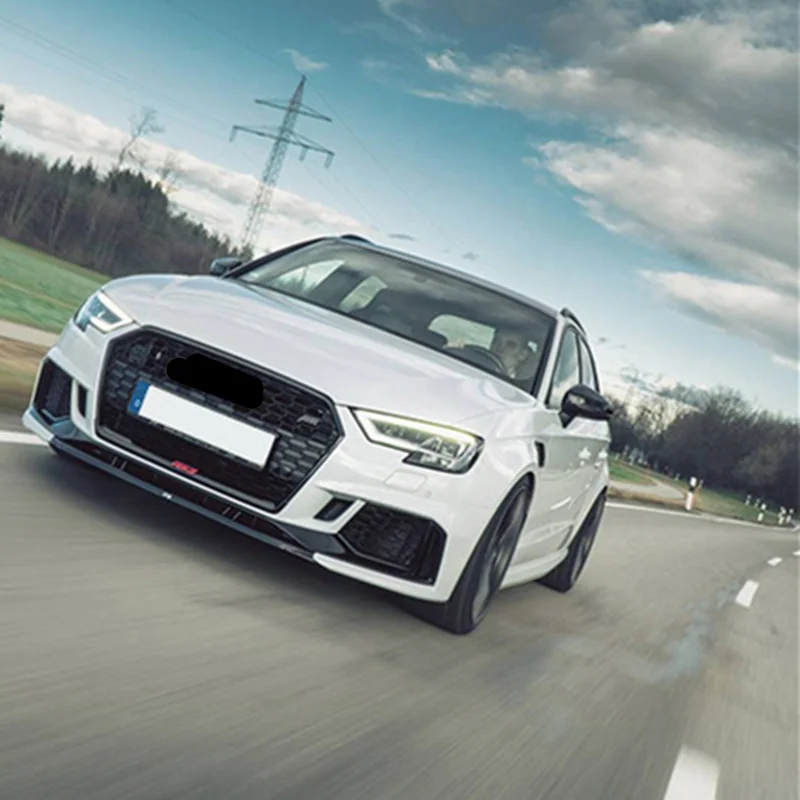 Глянцевый черный/серебристый ABS передний бампер губы для A3 S3 RS3+ передний губы протектор для модифицированных RS3 бампер только