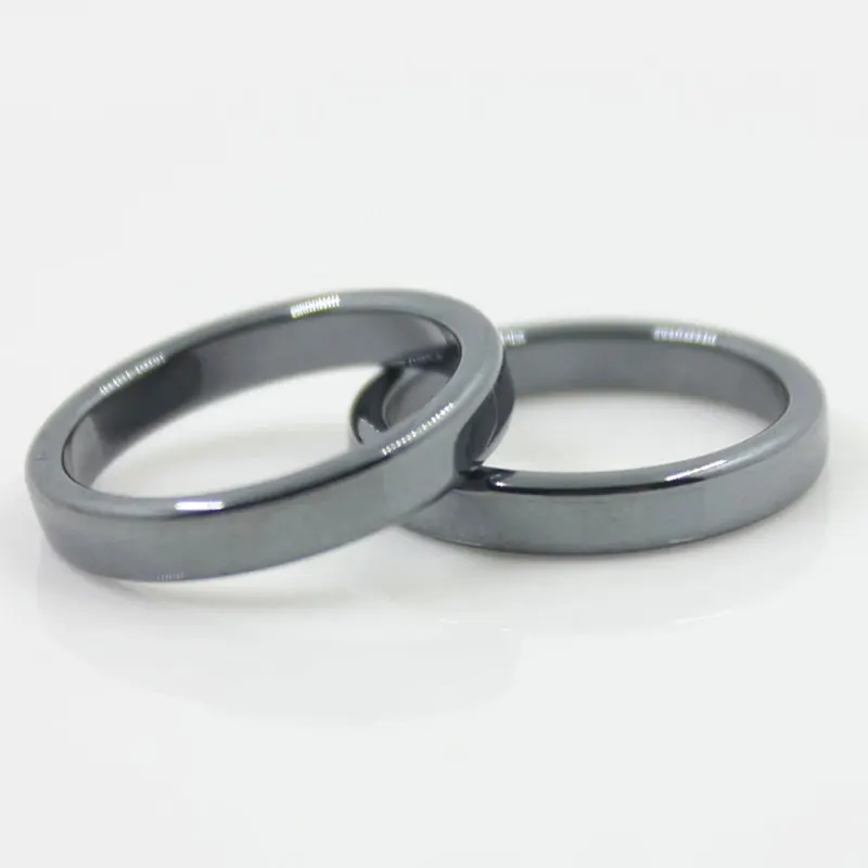 2025 Fashion Style Fashion 4/6/10 mm breit, Hämatit-Edelstein, hochwertiger glatter, flacher, schlichter Ring, Herren- und Damenschmuck, Abendkleid_voghion.com