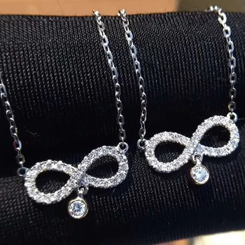 

18K White Gold Real Diamond Women Pendant Necklaces Bow Bowknot Wedding Party Engagement Anniversary Necklaces Birthday Present