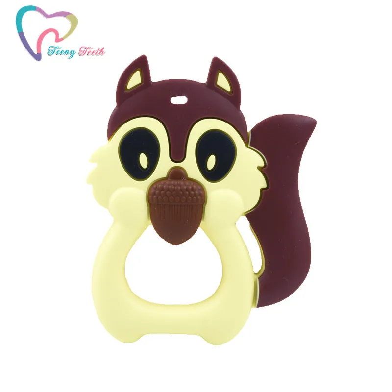 2 PCS Brown Teeny зубцы 1/2 шт Силиконовые Прорезыватели животные, белка мультфильм форма пищевого класса Силиконовые крошечный стержень BPA бесплатно животных Детские трофеи - Цвет: 2 PCS Brown