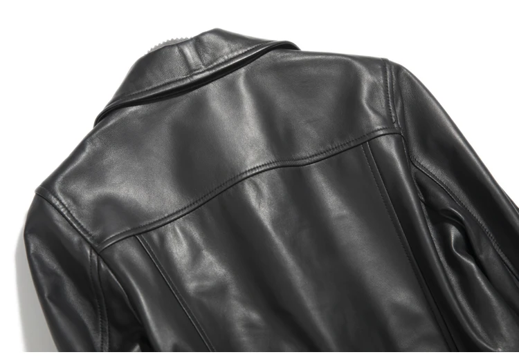New sheep leather coat female rivet heavy locomotive leather brief paragraph cultivate morality
