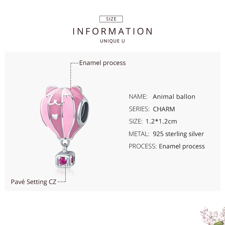INBEAUT розовый шар талисманы fit Pandora браслет 925 пробы Серебряная эмаль квадратная коробка путешествия воздушный шар бусины Gfit