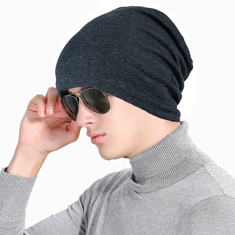 Dark grey Новая весенняя и осенняя мужская зимняя однотонная Кепка для занятий спортом на открытом воздухе, ветрозащитная шапка, модная Шапка-бини - Цвет: Dark grey