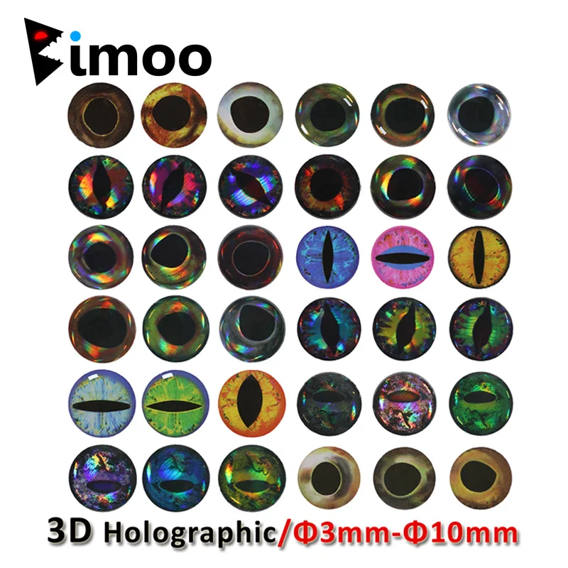 

Bimoo 183/69pcs New Holographic 3D 4D Epoxy Fish Eyes for Fly Tying Streamers Fishing Lures Wood Plastic Lure Making 3mm -10mm