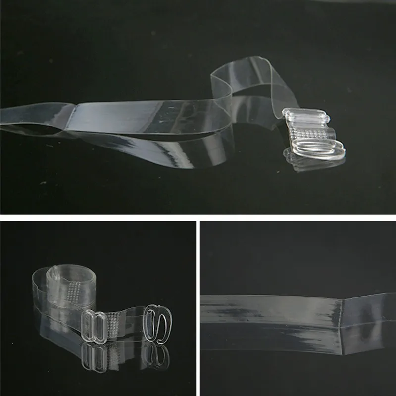 1pair Adjustable High Elastic Fashion Stripe Transparent Bra Underwear Strap  Button Invisible Clear Shoulder Straps Accessories
