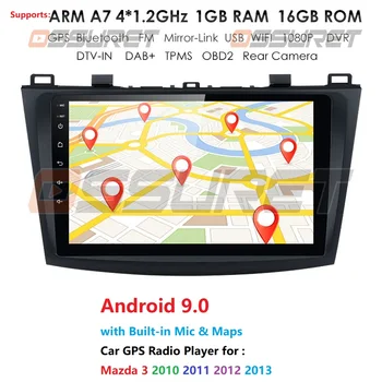 

for MAZDA 3 2009 2010 2011 2012 Android 9.0 9 Inch Rom 16GB Car GPS Navigation Radio Multimedia Player support TPMS 3G