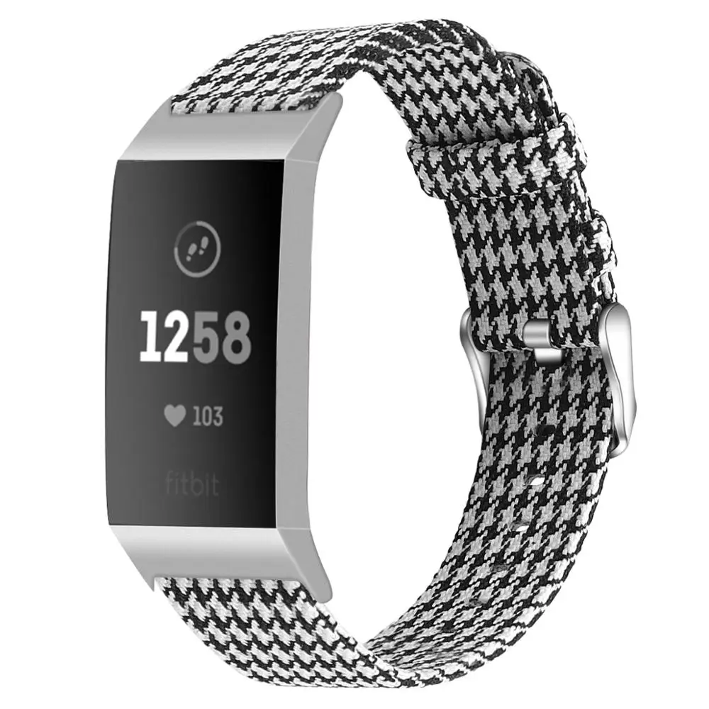 Холщовый ремешок для часов Fitbit Charge 4 мужчин и женщин дышащий нейлоновый