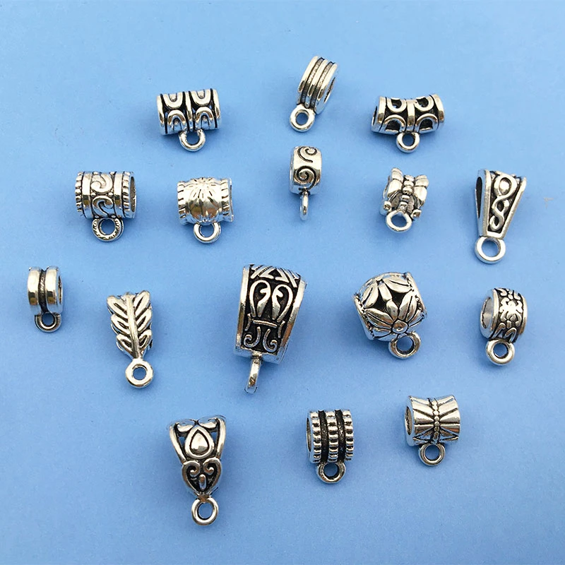 30 unids/lote de conectores de broche para colgante de cuentas de plata antigua para pulsera, collar, fabricación de joyas, accesorios para manualidades, joyería DIY|Piezas de cierre y de joyería| - AliExpress