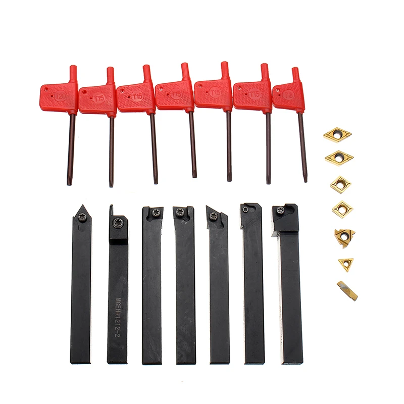 

21PCS 12mm Carbide Inserts Turning Tool Holder Boring Bar DCMT CCMT With Wrenches For CNC Lathe Cutter Tools