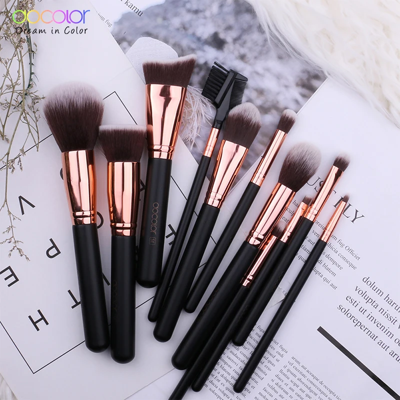 Набор кистей для макияжа Docolor 11 шт. профессиональные кисти нанесения пудры теней