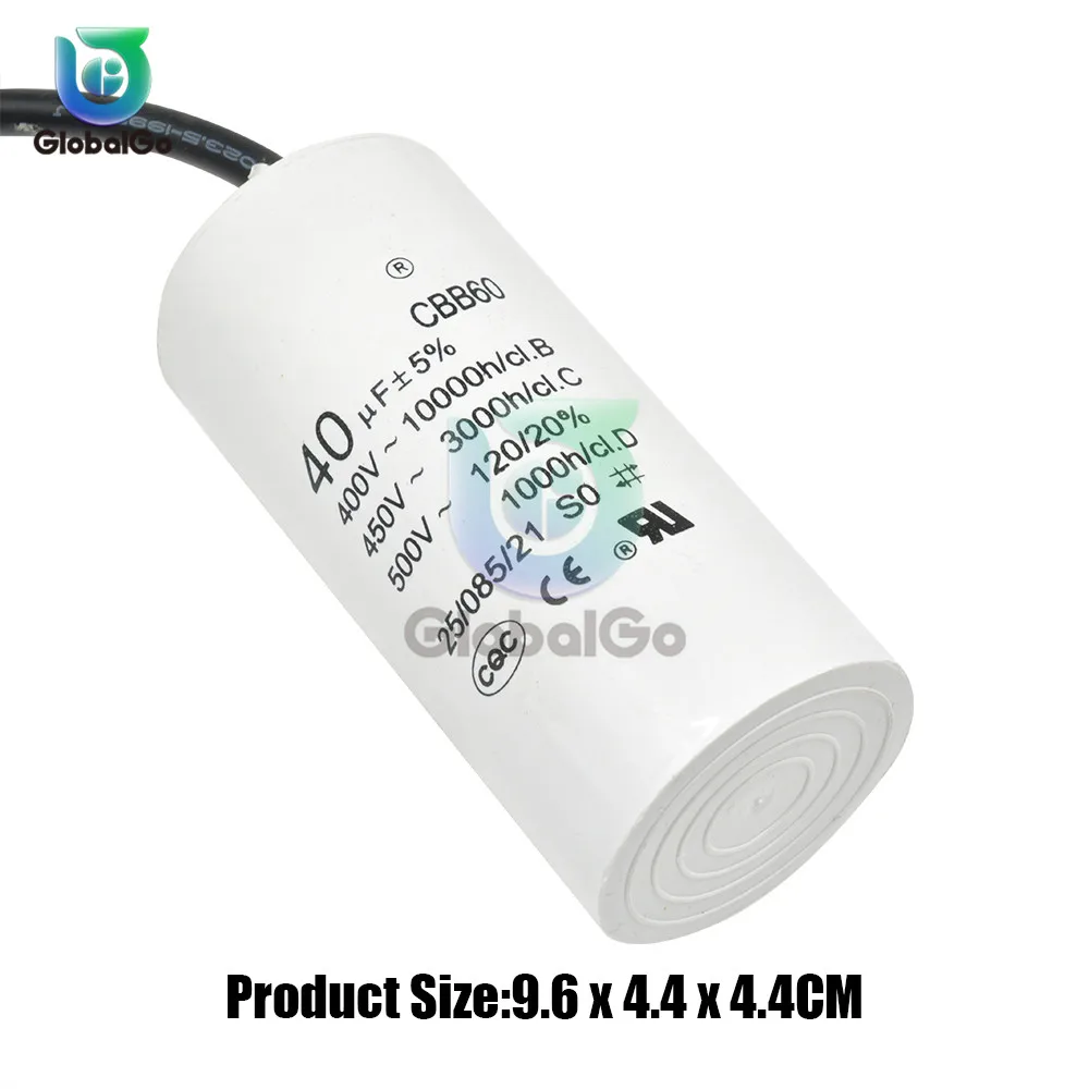 40UF 400-500V CBB60 конденсатор из полипропиленовой пленки 450V 10 мкФ 20 мкФ 30 мкФ 40 мкФ 60 мотор с переменным током холодильник стиральная машина Run пусковые конденсаторы - Цвет: 40UF