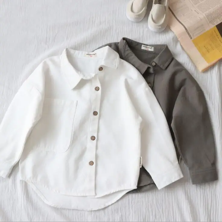 BoysShirt хлопок длинный рукав; сезон осень модная детская одежда Топ От 3 до 8 лет PZ248
