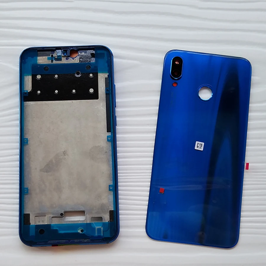 Blue Для HUAWEI P20 lite/nova 3E lcd промежуточный корпус+ Стеклянная задняя панель батареи+ клейкая наклейка+ лоток для sim-карты - Цвет: Blue