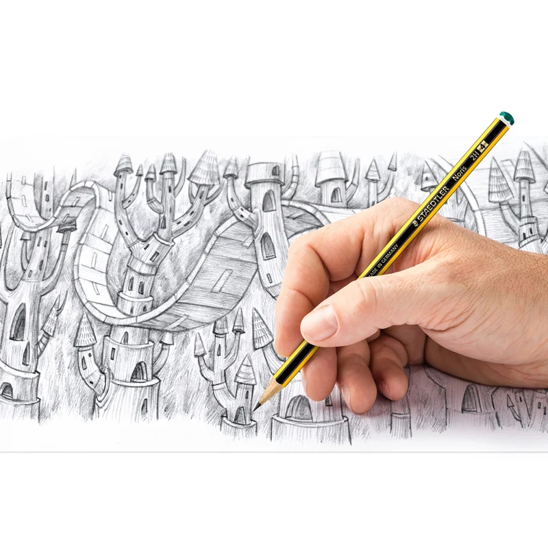 12 шт./компл. Германия STAEDTLER Noris 120 желтый черный полосатая ручка стержень Красный Зеленый Оранжевый хвост 2B/HB/2ч живопись Эскиз пишущий карандаш