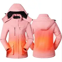 Женская лыжная куртка с USB электрическим подогревом, теплое пуховое пальто, 4 цвета, водонепроницаемая Лыжная зимняя куртка для женщин, зимнее спортивное пальто для улицы#0b01