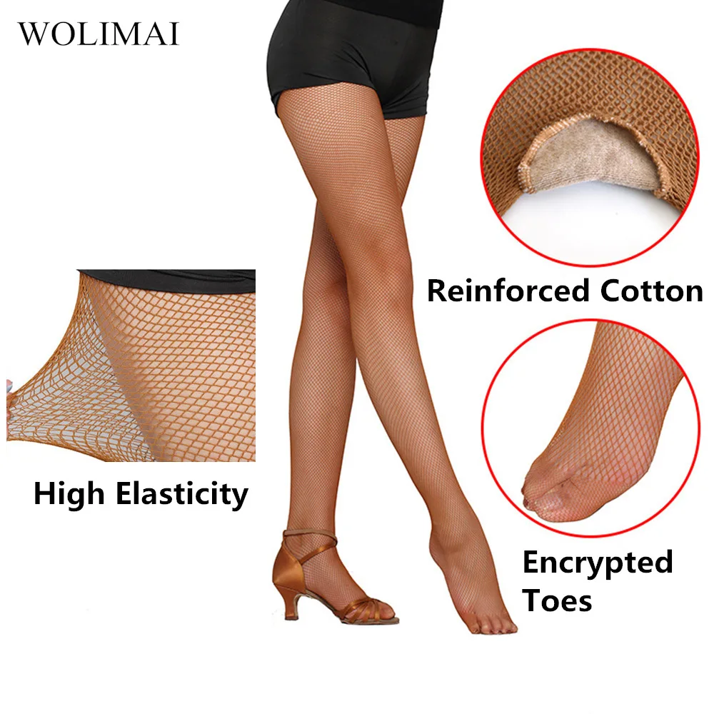 Латинские чулки для танцев Колготки с сеткой пальцев ног сетчатые носки
